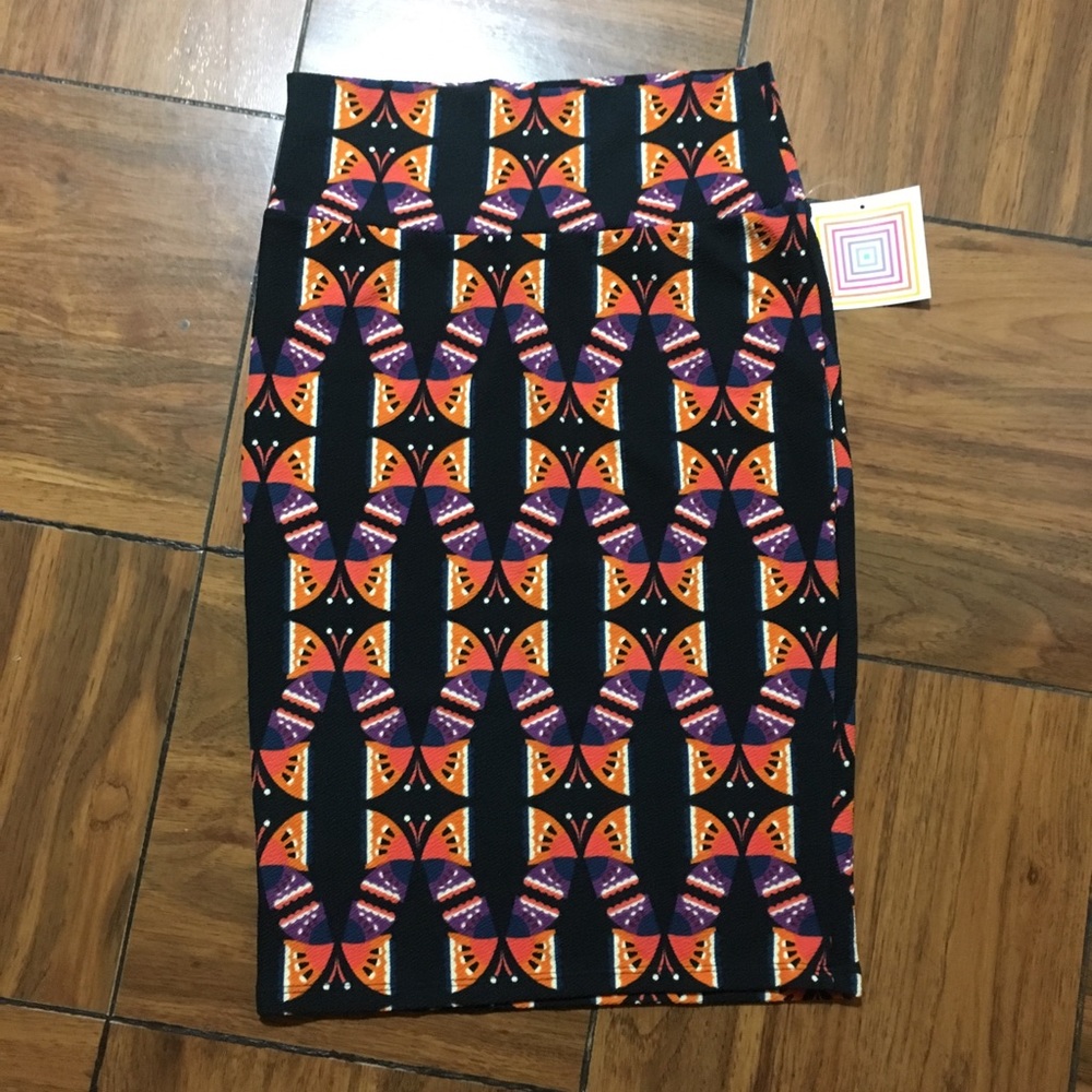 LuLaRoe Cassie Black Butterfly Skirt